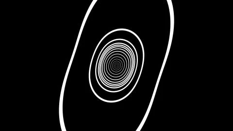 Tunnel from of many white circles. Computer generated hypnotic background. 3D Stock Illustration