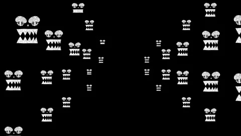 Tunnel of monster faces – horror animation on black background Stock Footage 312822262