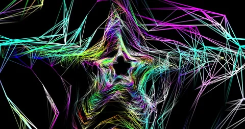 A tunnel of movable translucent iridescent triangular faces 2 Stock Footage 304635190