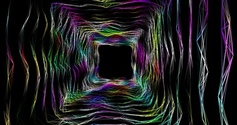 A tunnel of movable translucent iridescent triangular faces Stock Footage 304635410