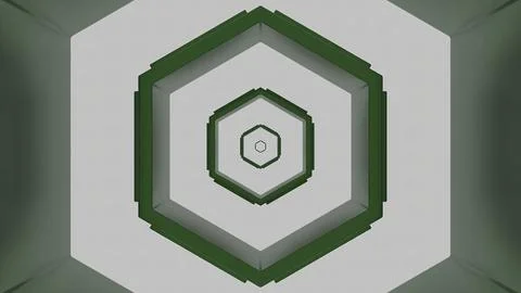 Tunnel of moving hexagons. Design. Repeating hexagons are moving in tunnel. 3D 库存插图