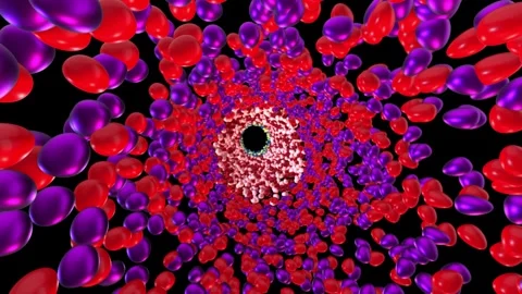 A tunnel of multi-colored eggs on a black screen. Stock Footage 268045618