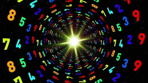Tunnel of multi-colored numbers. AI digital source. Stock Footage 145153210