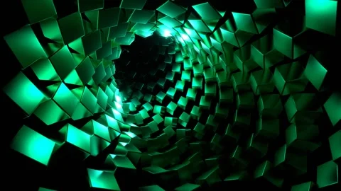 Tunnel with Multicolor Cubes Background VJ Loop in 4K Video stock 264501863