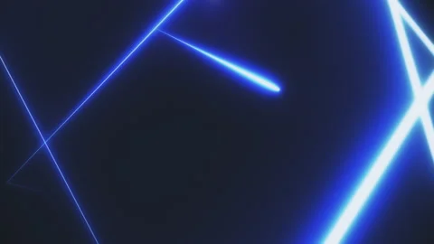 Tunnel of neon triangles on a black background formed by bright blue Stock Footage 135424650