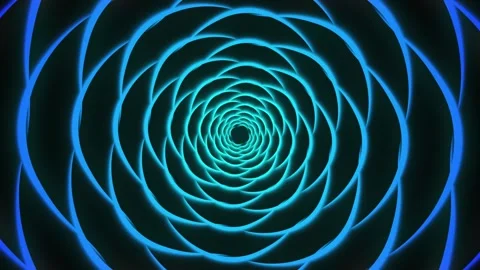 A tunnel or funnel formed by a multitude of concentric wavy lines of blue Vídeos de archivo 308162604