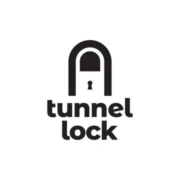 Tunnel with padlock logo design vector graphic symbol icon sign illustratio.. Stock Illustration