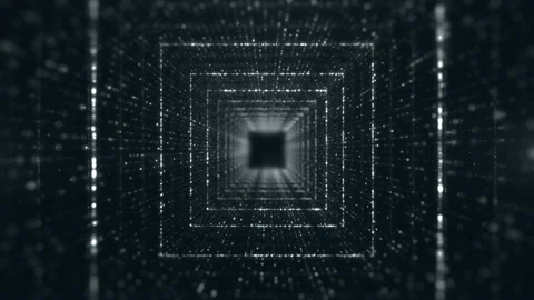 Tunnel particle square shape seamless loop moving forward, Tunnel motion Stock Footage 217650637