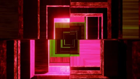 Tunnel with polygonal frames loop 3d animation , sacred geometry geometric Stock Footage 246525217