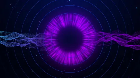 Tunnel portal virtual space matrix data flow, Abstract digital art of glowing Stock Footage 343505979