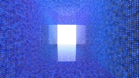 Tunnel of random letters big data concept Illustrazione stock