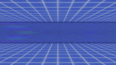 Tunnel Retro Grid Seamless Loop VHS Horizon Stock Footage 147673206