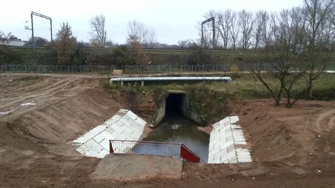 Tunnel river flowing fast Stock Footage 97803369