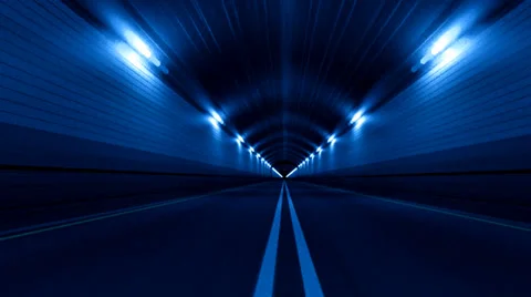 Tunnel Road Driving Fast Endless Seamless Loop Blue Stock Footage
