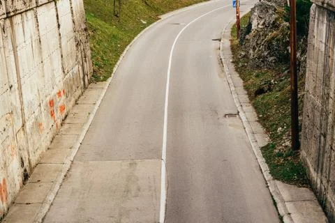 Tunnel on the road. Two-layer coating. Continuous lane on the ro Stock Photos