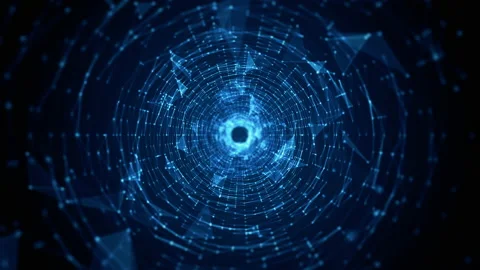 Tunnel Sci-Fi Digital Cyberspace, Digital Data Network and Blockchain Connect Stock Footage 160886498