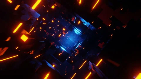 Tunnel Sci-Fi looping environment, Technology digital abstract background 3D Video stock 160883534