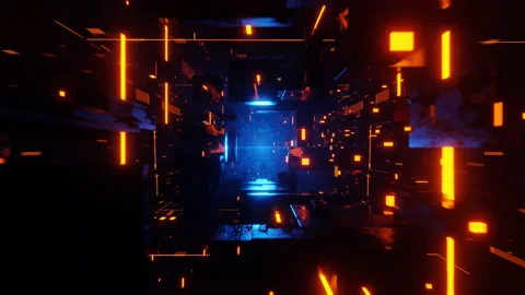 Tunnel Sci-Fi looping environment, Technology digital abstract background 3D Stock Footage 160883573