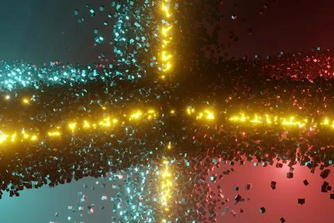 Tunnel Sci-Fi looping environment, Technology digital abstract background.3d  Stock Illustration