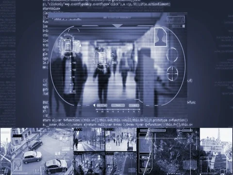 Tunnel - Security Camera - Surveillance - Cyber - blue - SD Stock Footage 69544493