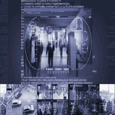 Tunnel - Security Camera - Surveillance - Cyber - blue Vídeo Stock 69545995