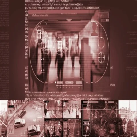 Tunnel - Security Camera - Surveillance - Cyber - red Vídeo Stock 69546029