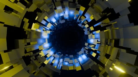 Tunnel of Shining Moving Cubes 4K VJ Loop - Futuristic Music Background Anim Video stock 298907679