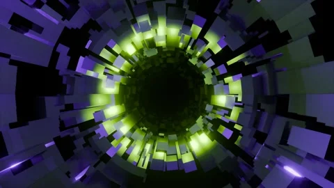 Tunnel of Shining Moving Cubes 4K VJ Loop - Futuristic Music Background Anim Stock Footage 298907719
