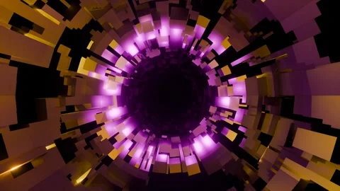 Tunnel of Shining Moving Cubes 4K VJ Loop - Futuristic Music Background Anim Stock Footage 298907731