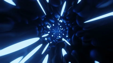 Tunnel space background. geometric shapes molecules cyberspace Stock Footage 160627972