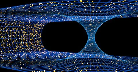 Tunnel of space between two distant points in our universe that called wormhole. Stock Illustration