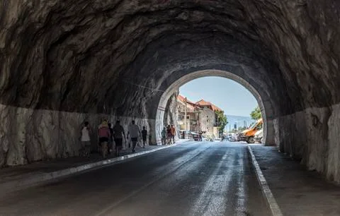 Tunnel through the mountain. Stock Photos