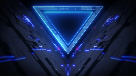 Tunnel triangle shape with neon lights Stock Footage 237365345