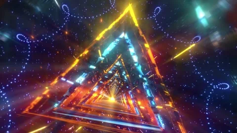 Tunnel of triangles of different colors with lines Vidéo 278427904