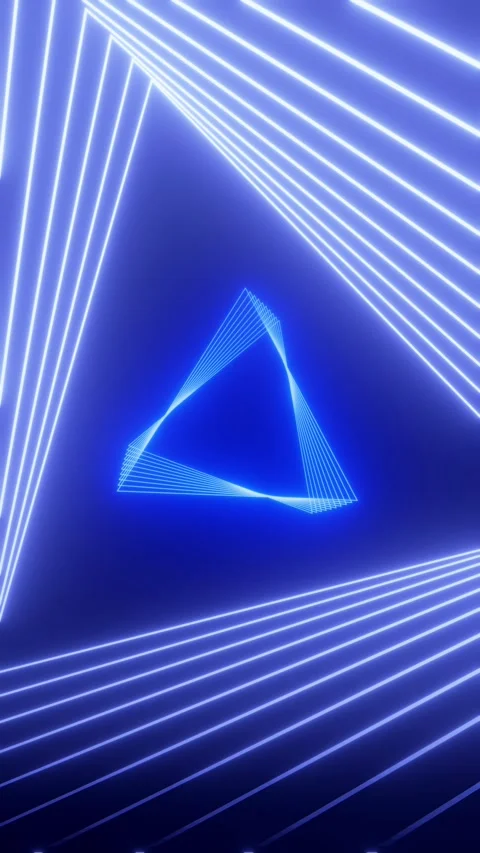 Tunnel with triangular blue neon lights Stock Footage 310810911