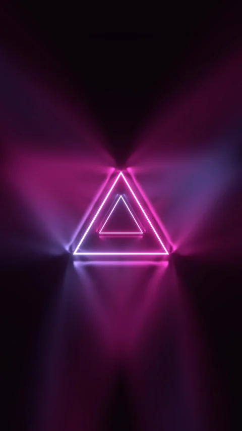 Tunnel with triangular neon lights - 3d 4k vertical animation Stock Footage 301007533