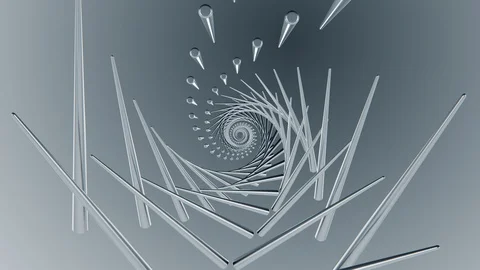 Tunnel tubes. Seamless loop video. Silver metal construction. Stock Footage 123659459