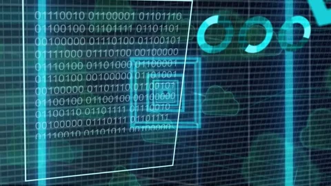 Tunnel UI reacting to waveform sliding pct column filling binary animating Stock Footage 334858406