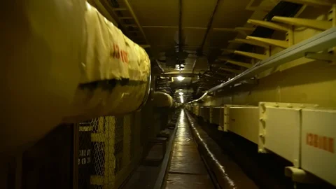 Tunnel in an underground bunker Stock Footage 127783388