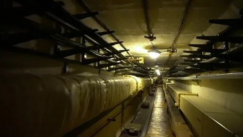 Tunnel in an underground bunker Stock Footage 129330846
