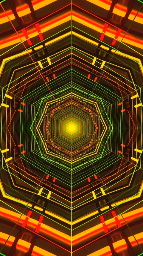 Tunnel video loop with bright colors and dynamic shapes creating a seamless.. Stock Footage 322777420