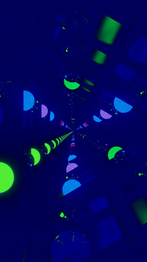 Tunnel video loop with colorful lights and shapes creating an engaging moti.. Stock Footage 322777124