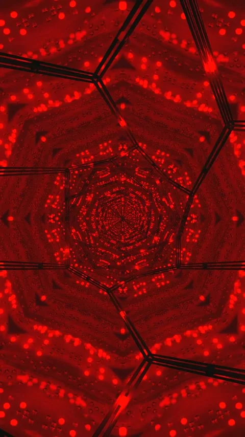 Tunnel video loop creates a vibrant red visual display for screensaver use .. Stock Footage 318799611