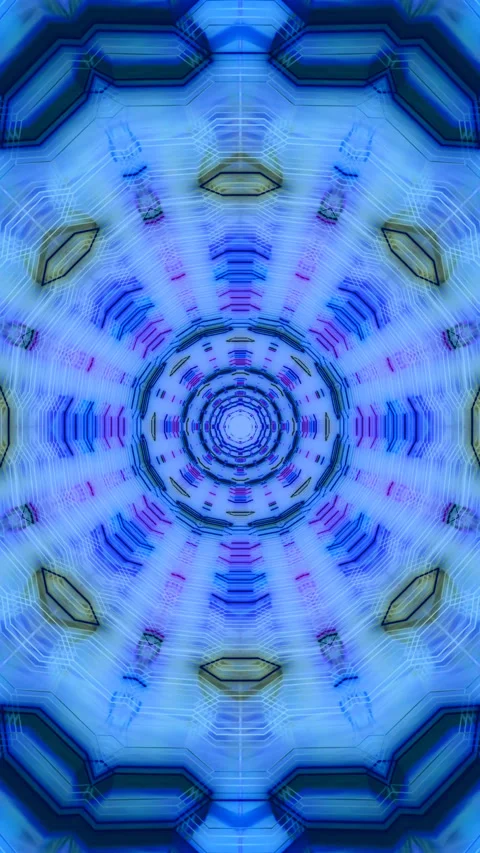 Tunnel video loop creating a mesmerizing blue pattern with seamle Stock Footage 318182662