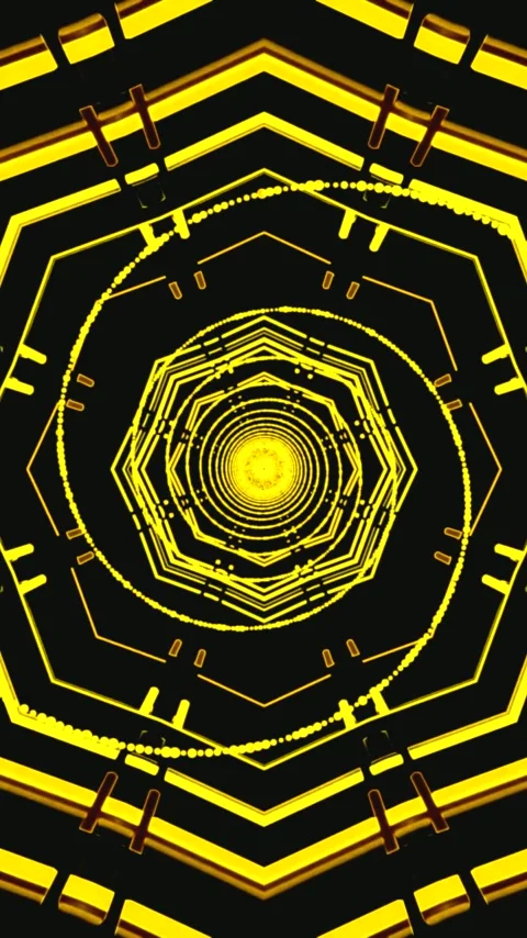 Tunnel video loop creating a vibrant yellow and black seamless visual exper.. Stock Footage 321571290