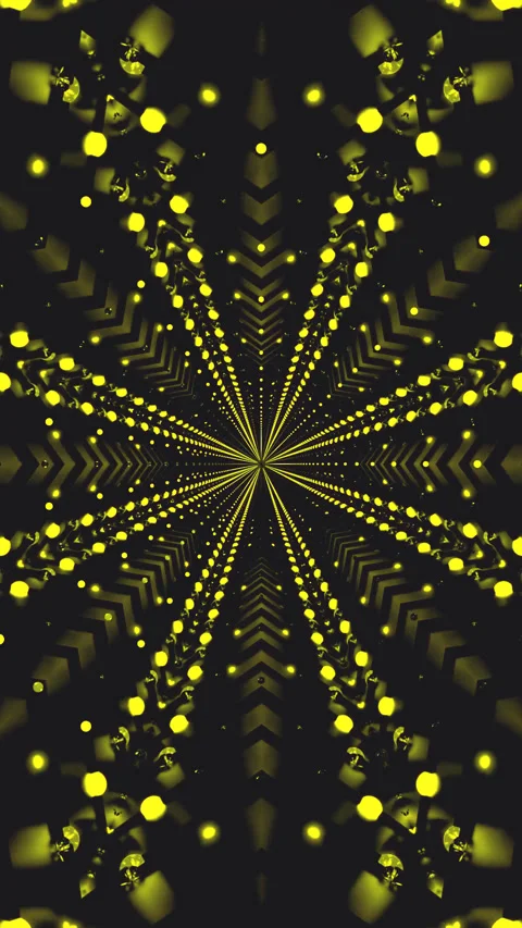 Tunnel video loop featuring bright yellow lights and geometric patterns cre.. Stock Footage 321266225