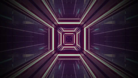 Tunnel video loop featuring dynamic light patterns in a seamless virtual en.. Stock Footage 319430161