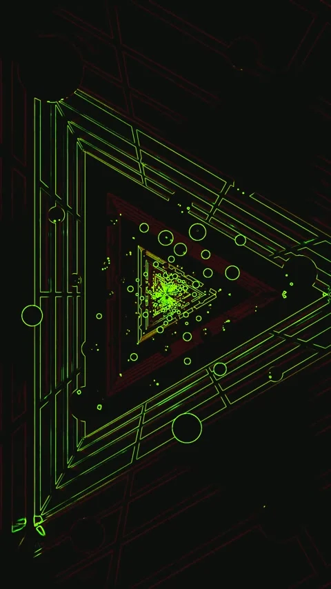 Tunnel video loop featuring vibrant green geometric patterns with circles a.. Stock Footage 321566768