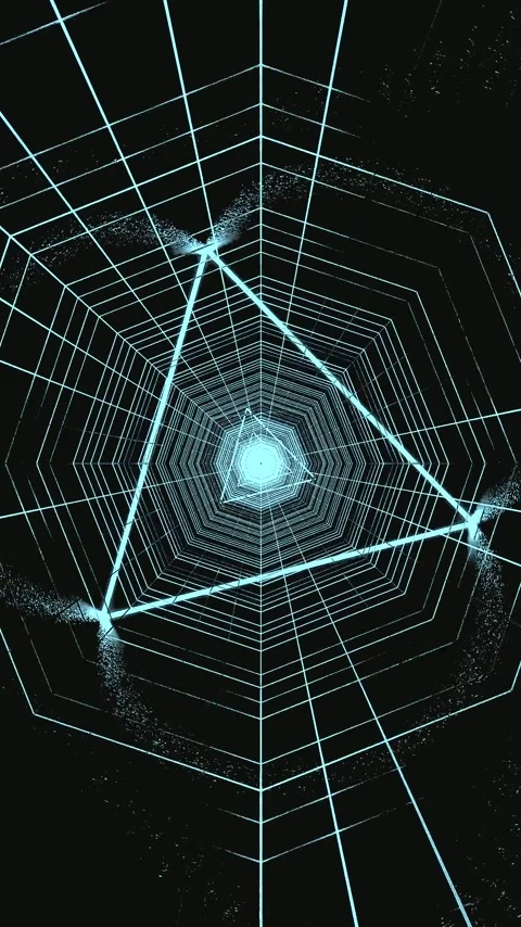Tunnel video loop with geometric shapes, seamless motion in dark space evok.. Stock Footage 321563542