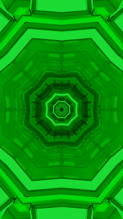 Tunnel video loop with green geometric shapes and patterns creating a motio.. Stock Footage 322772015